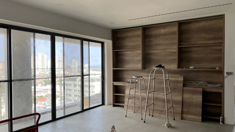 Thi công đồ gỗ nội thất văn phòng theo kích thước thực tế