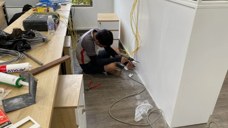 Hình ảnh thực tế thi công hệ thống cáp mạng LAN